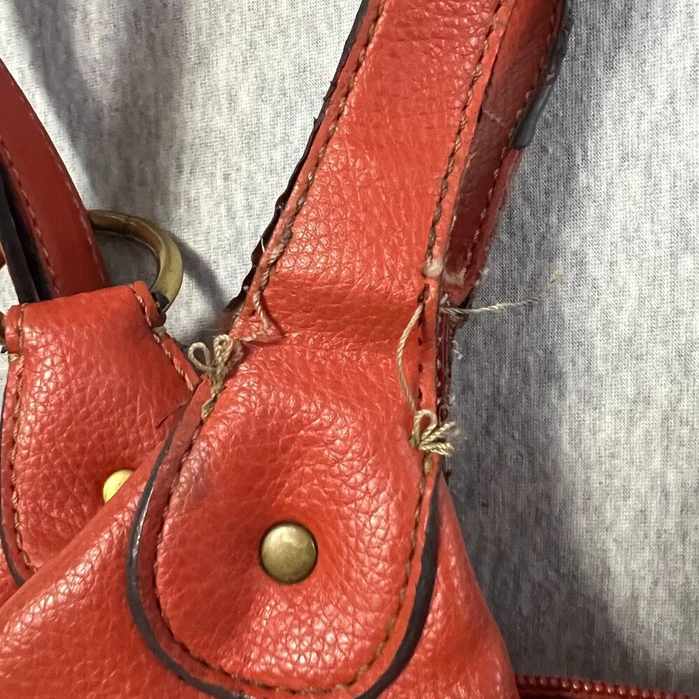 Vintage Nine West Backpack Bag PVC Vegan Faux Leather Orange 90's Pebbled - Picture 16 of 16